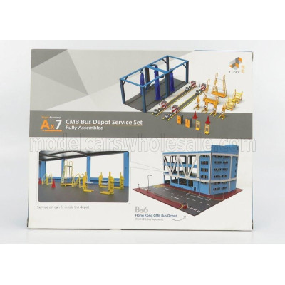TINY TOYS ACCESSORIES DIORAMA AX7 CMB BUS DEPOT SERVICE - LIGHT BLUE YELLOW 1/64