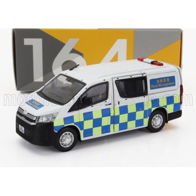 TINY TOYS TOYOTA HIACE MINIBUS HONG KONG POLICE 2009 - WHITE BLUE YELLOW 1/64