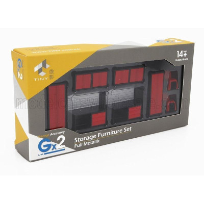 TINY TOYS ACCESSORIES SET GARAGE STORAGE FORNITURE - RED 1/43