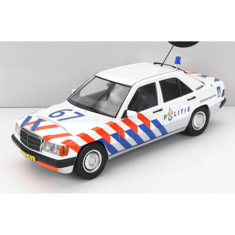 TRIPLE9 MERCEDES BENZ 190E (W201) N 67 POLICE DUTCH 1993 - WHITE BLUE RED 1/18