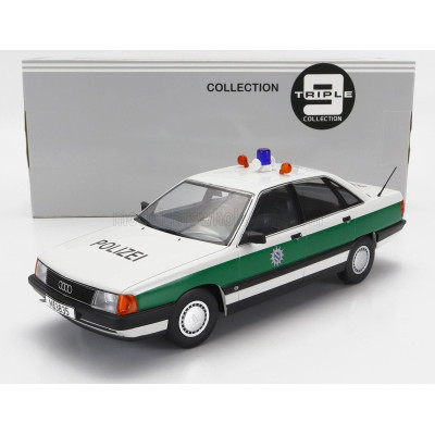 TRIPLE9 AUDI 100 (C3) POLIZEI 1989 - WHITE GREEN 1/18