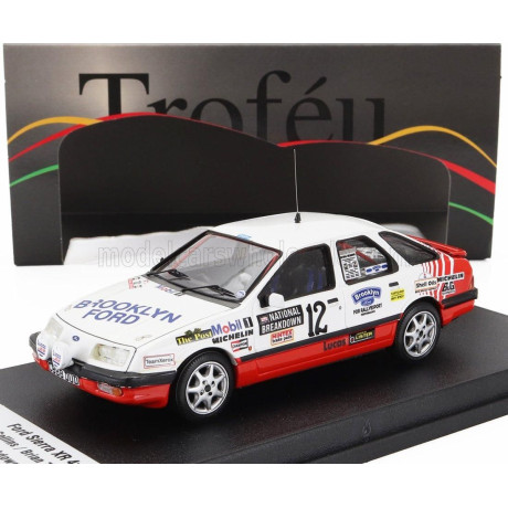 TROFEU FORD ENGLAND SIERRA XR 4x4 (night version) N 12 RALLY NATIONAL BREAKDOWN 1987 PHIL COLLINS - BRIAN THOMAS - WHITE RED 1/4