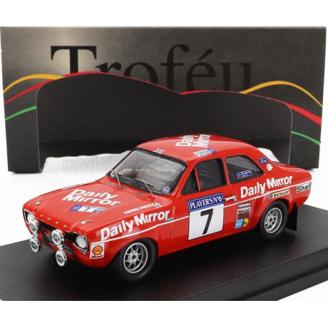 TROFEU FORD ENGLAND ESCORT RS 1600 MKI (night version) N 7 WINNER RALLY SCOTTISH 1972 HANNU MIKKOLA - HAMISH CARDNO - RED 1/43