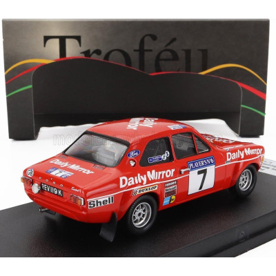 TROFEU FORD ENGLAND ESCORT RS 1600 MKI (night version) N 7 WINNER RALLY SCOTTISH 1972 HANNU MIKKOLA - HAMISH CARDNO - RED 1/43