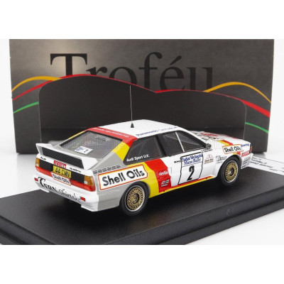 TROFEU AUDI QUATTRO SPORT N 2 MANX ISLE OF MAN RALLY 1985 H.DEMUTH - E.RADAELLI - WHITE RED YELLOW 1/43