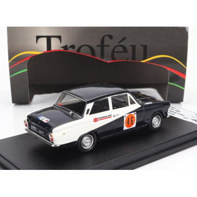 TROFEU FORD ENGLAND CORTINA LOTUS (night version) N 46 RAC RALLY LOMBARD 1968 CHRIS SCIATER - MARTIN HOLMES - BLACK WHITE 1/43
