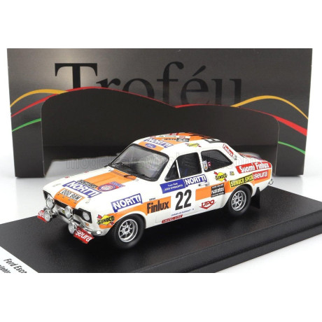 TROFEU FORD ENGLAND ESCORT MKI (night version) N 22 RALLY 1000 LAKES 1975 JUHANI KYNSILEHTO - MARTIN HOLMES - WHITE YELLOW 1/43