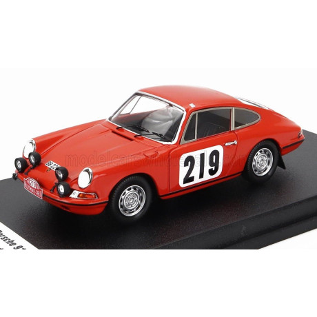 TROFEU PORSCHE 911T COUPE N 219 10th RALLY MONTECARLO 1968 BJORN WALDEGAARD - LARS HELMER - ORANGE 1/43