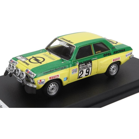 TROFEU OPEL ASCONA 1.9 SR (night version) N 29 8tH RALLY RAC LOMBARD 1973 LARS CARLSSON - PETER PETERSEN - GREEN YELLOW 1/43