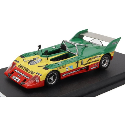 TROFEU LOLA T292 FORD COSWORTH DFV 3.0L V8 N 7 TEST 24h LE MANS 1973 GERARD LARROUSSE - HERVE BAYARD - GREEN YELLOW RED 1/43