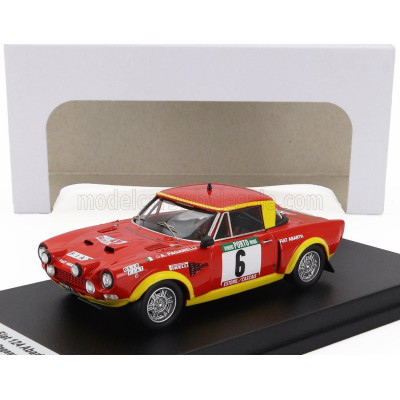 TROFEU FIAT 124 ABARTH (night version) N 6 RALLY PORTUGAL 1975 ALCIDE PAGANELLI - NINI RUSSO - RED YELLOW 1/43