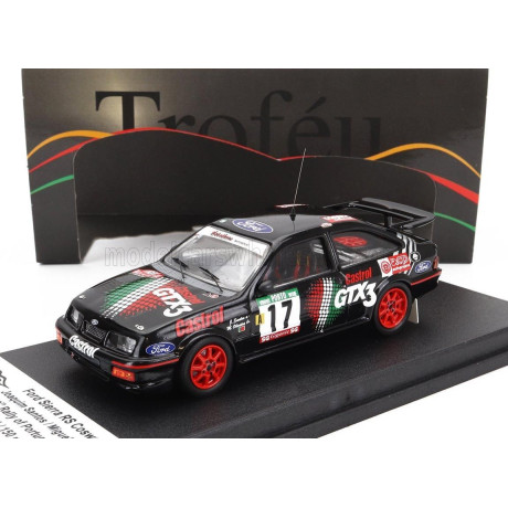 TROFEU FORD ENGLAND SIERRA RS COSWORTH N 17 9th RALLY PORTUGAL 1990 JOAQUIM SANTOS - MIGUEL OLIVEIRA - BLACK RED 1/43