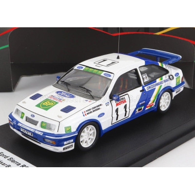 TROFEU FORD ENGLAND SIERRA RS COSWORTH (night version) N 11 RALLY TOUR DE CORSE 1989 P.C.BARONI - M.ROUSSEAU - WHITE BLUE 1/43