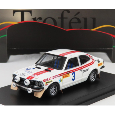 TROFEU TOYOTA COROLLA LEVIN (night version) N 3 RALLY ACROPOLIS 1975 A.WARMBOLD - J.DAVENPORT - WHITE RED 1/43