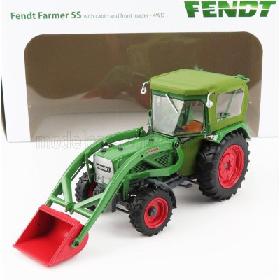 UNIVERSAL HOBBIES FENDT FARMER 5S 4WD TRACTOR WITH FRONT LOADER 1975 - GREEN RED 1/32