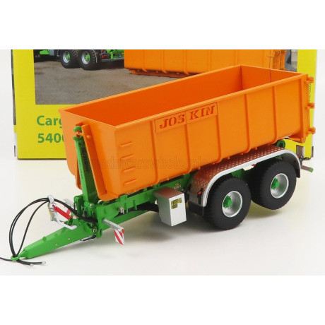 UNIVERSAL HOBBIES JOSKIN SILO-CARGO LIFT 5400 D18 TRAILER FOR TRACTOR 2004 - ORANGE GREEN 1/32