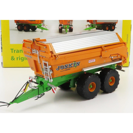 UNIVERSAL HOBBIES JOSKIN SILO-CARGO TRANSKTP 22/50 CLOSED TRAILER FOR TRACTOR 2004 - ORANGE SILVER GREEN 1/32