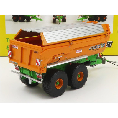 UNIVERSAL HOBBIES JOSKIN SILO-CARGO TRANSKTP 22/50 CLOSED TRAILER FOR TRACTOR 2004 - ORANGE SILVER GREEN 1/32
