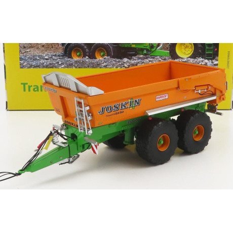 UNIVERSAL HOBBIES JOSKIN SILO-CARGO TRANSKTP 22/50 OPEN TRAILER FOR TRACTOR 2004 - ORANGE GREEN 1/32