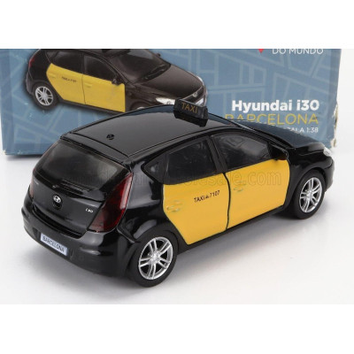 WELLY HYUNDAI i30 TAXI BARCELLONA SPAIN 2007 - DAMAGE CARD BOX - BLACK YELLOW 1/38