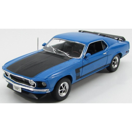 WELLY FORD USA MUSTANG BOSS 302 1969 - BLUE MATT BLACK 1/18