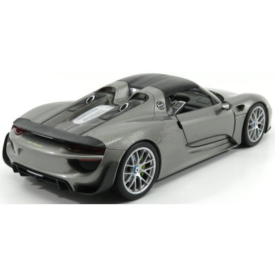 WELLY PORSCHE 918 SPYDER HARD-TOP CLOSED 2015 - CARBON ROOF - GREY MET 1/18