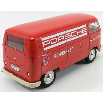WELLY VOLKSWAGEN T1 VAN PORSCHE RENNDIENST 1962 - RED 1/18