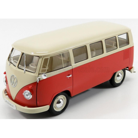 WELLY VOLKSWAGEN T1 MINIBUS 1963 - RED CREAM 1/18
