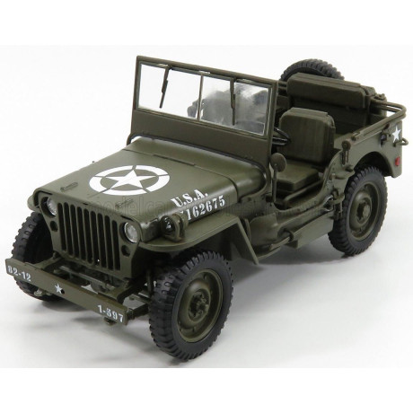 WELLY JEEP WILLYS 1/4 MB USA ARMY OPEN 1942 - MILITARY GREEN 1/18