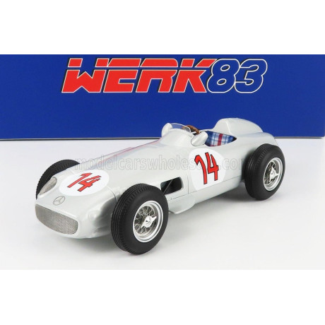WERK83 MERCEDES BENZ F1  W196 N 14 2nd BELGIUM GP 1955 STIRLING MOSS - SILVER 1/18