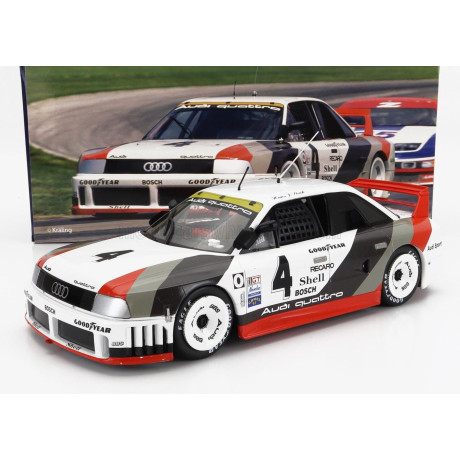 WERK83 AUDI 90 QUATTRO TEAM AUDI SPORT N 4 2nd PORTLAND IMSA 1989 HANS JOACHIM STUCK - WHITE GREY RED 1/18