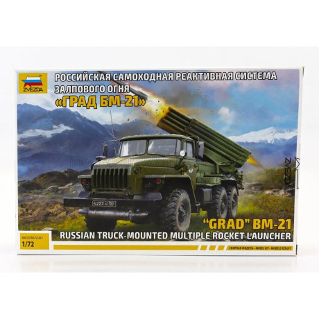 ZVEZDA TRUCK GRAD BM-21 RUSSIAN MOUNTED MULTIPLE ROCKET LAUNCHER LANCIA MISSILI 1/72