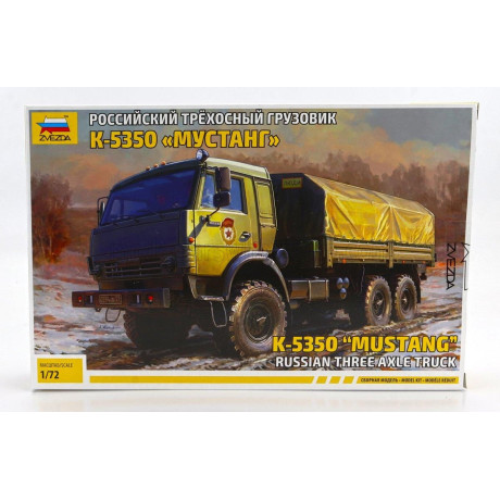 ZVEZDA TRUCK K-5350 MUSTANG TELONATO MILITARY 3-ASSI 1989 1/72