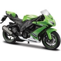 1:18 méretarányú modell egy közúti motorkerékpár Maisto 10004 Kawasaki Ninja ZX-10R nem csak a gyűjtők számára. Részletes kivitelezés, nagyon baráti ár, hossza kb. 12 cm.