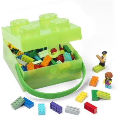 LEGO box s rukojetí 166x165x117mm - průsvitný modrý