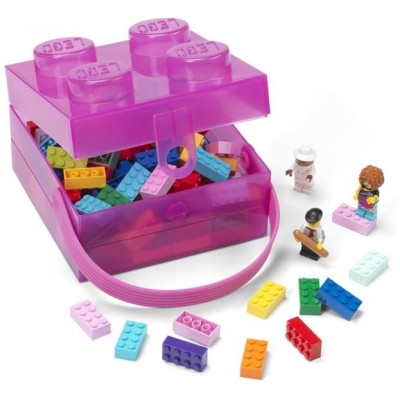 LEGO box s rukojetí 166x165x117mm - průsvitný modrý