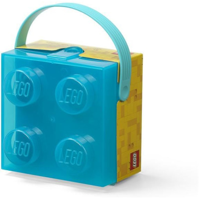 LEGO box s rukojetí 166x165x117mm - průsvitný modrý