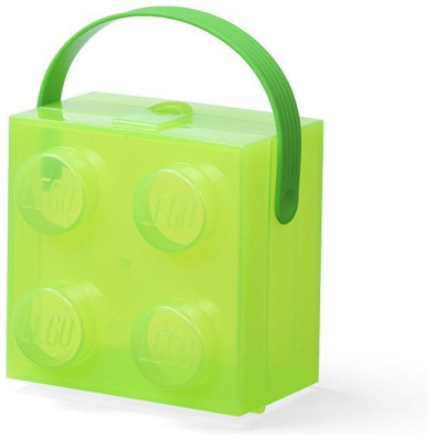 LEGO box s rukojetí 166x165x117mm - průsvitný zelený