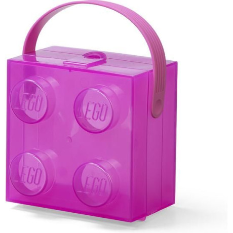 LEGO box s rukojetí 166x165x117mm - průsvitný fialová