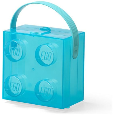 LEGO box s rukojetí 166x165x117mm - průsvitný modrý