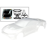 Pótalkatrész RC autó modellekhez Traxxas 4-Tec Drift Ford Mustang: body clear. Tartalmazza az oldalsó tükröket, spoilert, hűtőrácsot, légbeömlőket, tartozékokat klipszek nélkül.