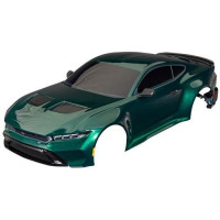 Pótalkatrész RC autó modellekhez Traxxas 4-Tec Drift Ford Mustang: karosszéria zöld színű, tartalmazza az oldalsó tükröket, spoilert, hűtőrácsot, légbeömlőket, klipszek nélkül.