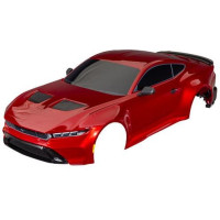 Pótalkatrész RC autó modellekhez Traxxas 4-Tec Drift Ford Mustang: karosszéria pirosra fényezve, tartalmazza az oldalsó tükröket, spoilert, hűtőrácsot, légbeömlőket, klipszek nélkül.