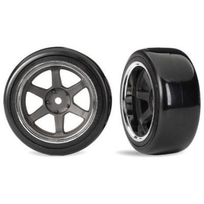 Traxxas kolo 1.9", grafitově šedý disk, pneu drift tvrdá zadní (2)