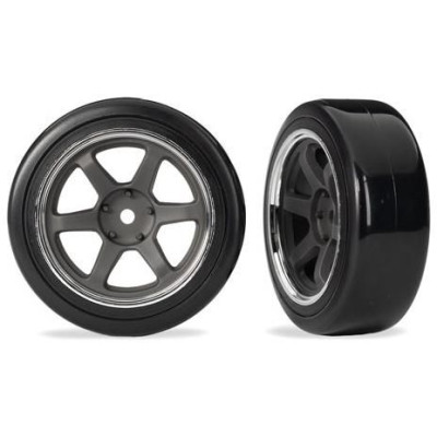 Traxxas kolo 1.9", grafitově šedý disk, pneu drift měkká zadní (2)