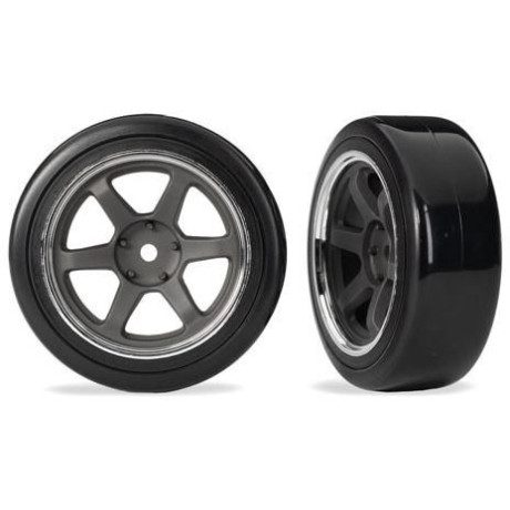 Traxxas kolo 1.9", grafitově šedý disk, pneu drift měkká zadní (2)