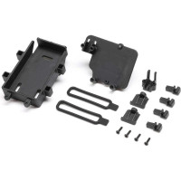 Pótalkatrész Losi Mini LMT RC modellautóhoz: akkumulátor lemez és RC felszerelés.