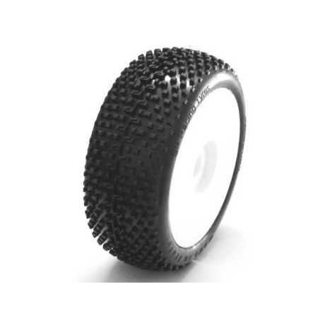 1/8 DEMOLITION COMPETITION OFF ROAD gumy nalepené gumy, SUPER SOFT směs, bílé disky, 2ks.