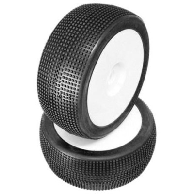 1/8 MICRO PIN COMPETITION OFF ROAD gumy nalepené gumy, HYPER SOFT směs, bílé disky, 2ks.