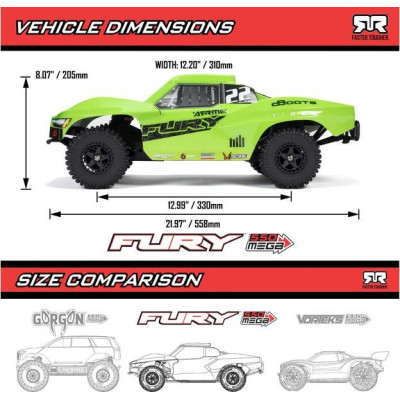 Arrma Fury Mega 550 1:10 RTR zelená